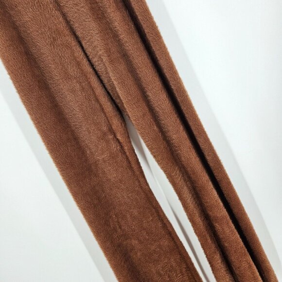 Carbon38 Lounge Pants Brown Fuzzy High Waist Relaxed Comfort Pull On Stretch M - Picture 2 of 5
